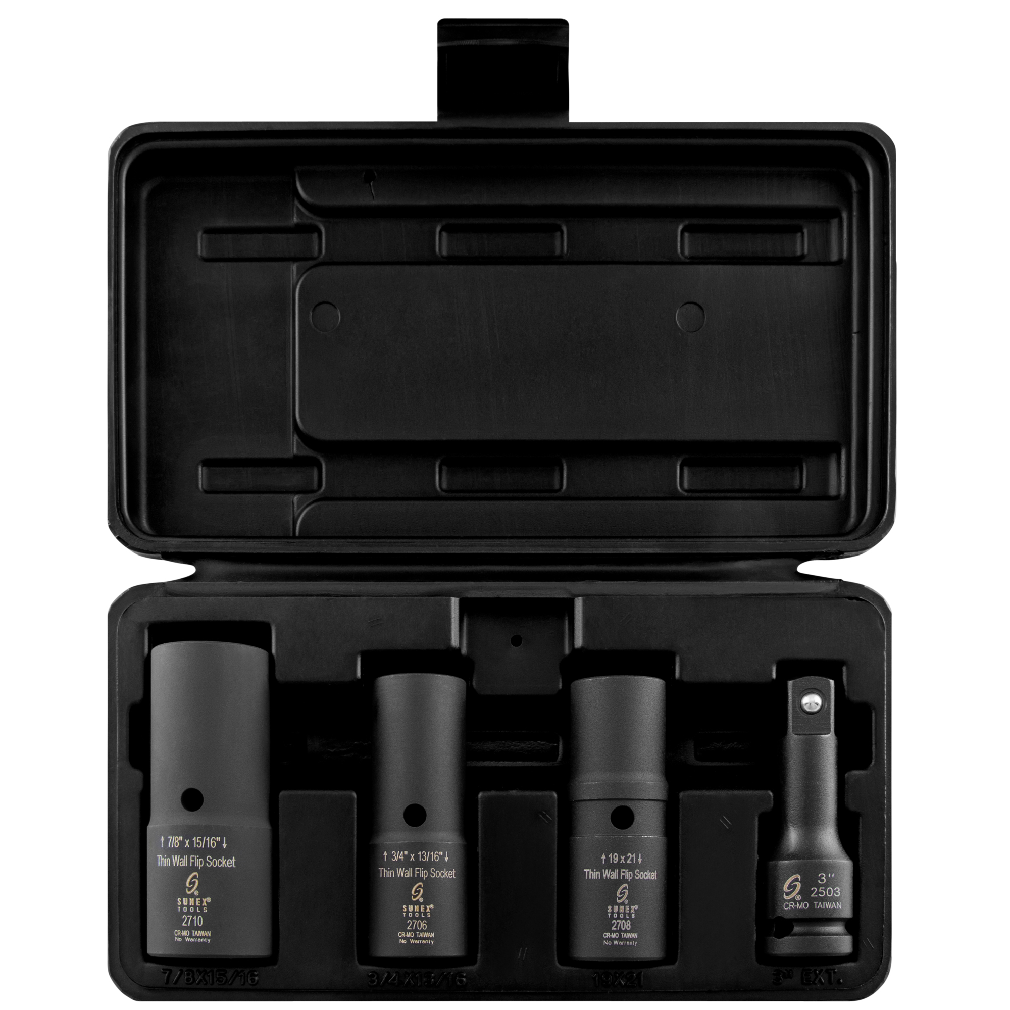 Sunex Tools 1/2in. Drive SAE/Metric 6-Point Flip Thin Impact Socket Set — 4 Pcs, CR-MO Alloy Steel, Model# 2724